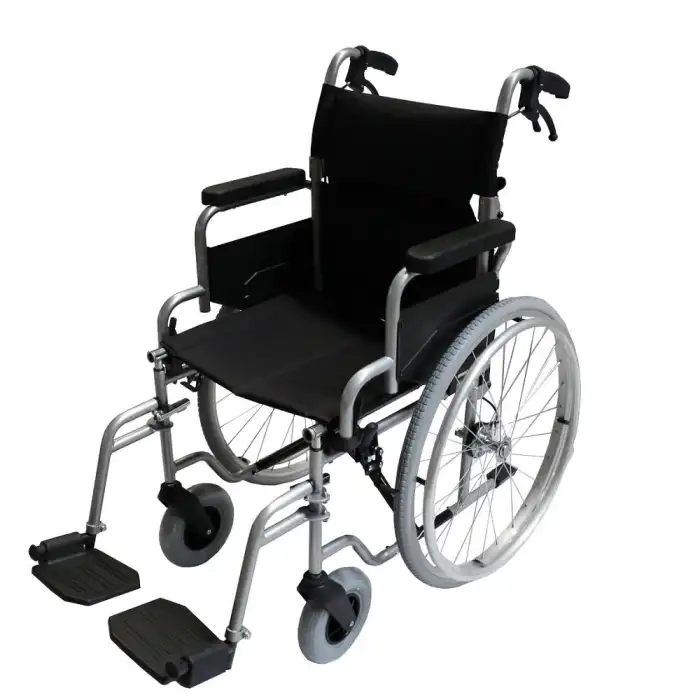 Poylin Refakatçi Frenli Manuel Tekerlekli Sandalye | Katlanabilir Çelik Şase, 35 cm Oturma Genişliği, Antibakteriyel Döşemeli P120