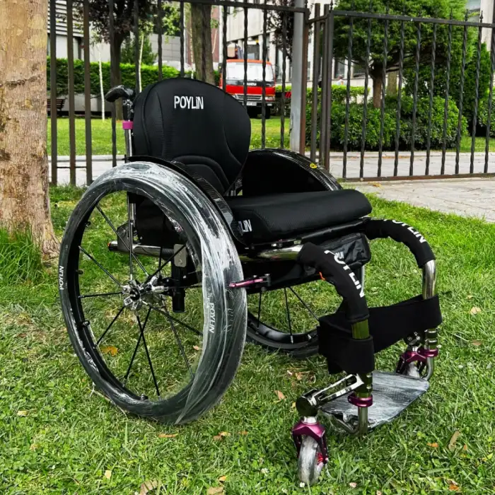 Poylin Aktif Tekerlekli Sandalye Titanyum | Kişiye Özel Süper Hafif Tasarım, Dolgu Tekerlekli P153
