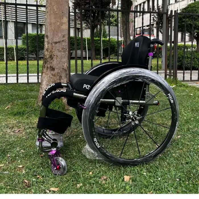 Poylin Aktif Tekerlekli Sandalye Titanyum | Kişiye Özel Süper Hafif Tasarım, Dolgu Tekerlekli P153