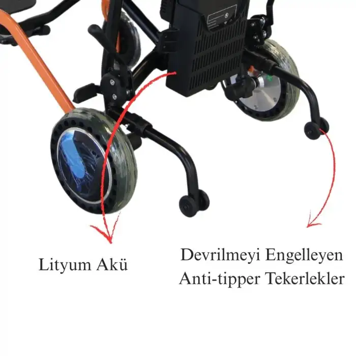 Poylin Akülü Tekerlekli Sandalye | Katlanabilir Şase, Uzaktan Kumandalı, 18 kg Ağırlık P204