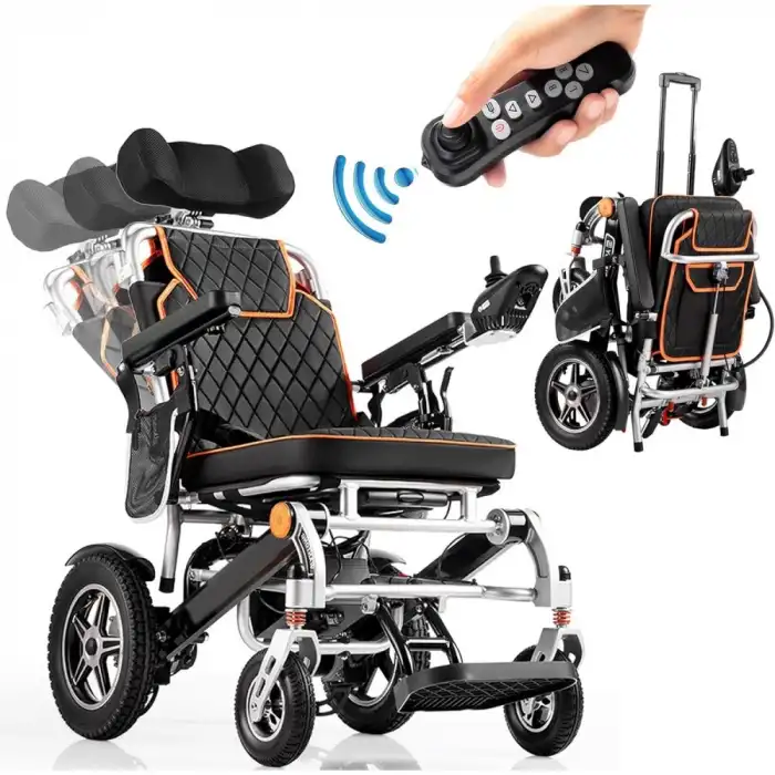 Poylin Akülü Tekerlekli Sandalye | Katlanabilir Alüminyum Şase, Sırt Yatırmalı P206