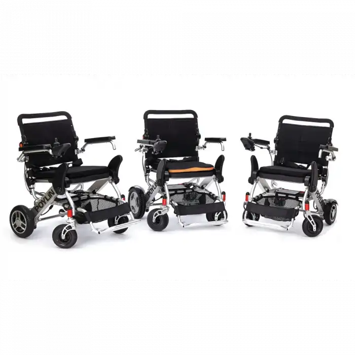 Poylin Akülü Tekerlekli Sandalye | Katlanabilir Alüminyum Şase, Sırt Kırılabilir, Sepetli P208