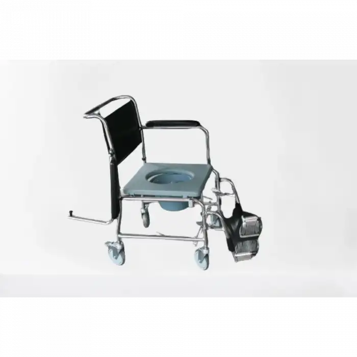 Poylin Banyo Tuvalet Sandalyesi | Katlanabilir Çelik Şase, Anti Bakteriyel Döşeme, Hareketli Kolçaklı P689