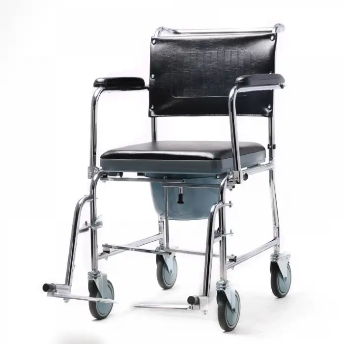 Poylin Banyo Tuvalet Sandalyesi | Katlanabilir Çelik Şase, Anti Bakteriyel Döşeme, Hareketli Kolçaklı P689