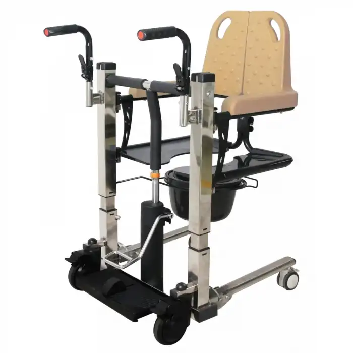 Poylin Banyo-Tuvalet Özellikli Transfer Sandalyesi | Hidrolik Yükseklik Ayarlı, Krom-Nikelaj Kaplama, 120 Kg Taşıma Kapasiteli P770