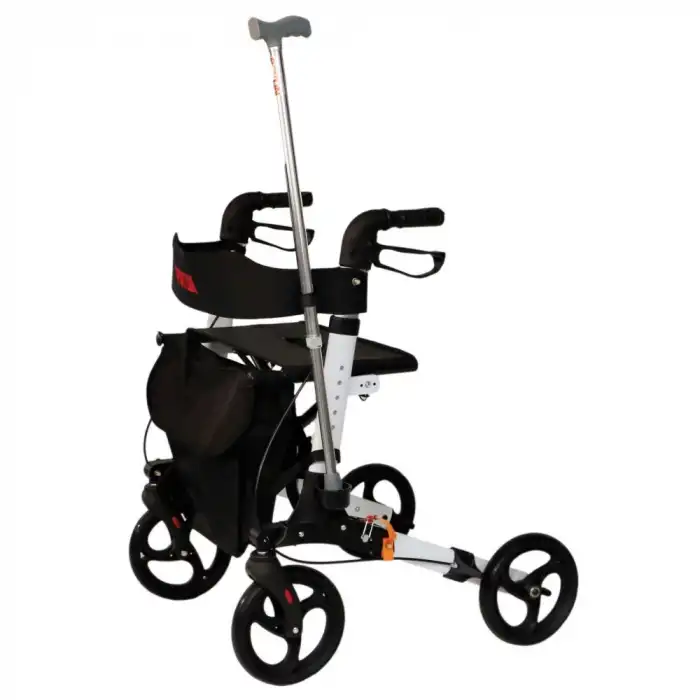 Poylin Beyaz Rollatör | Katlanabilir Hafif Yapı, Oturma Alanı, Baston Tutuculu P777