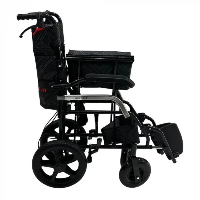 Poylin Refakatçi Tekerlekli Sandalye | Katlanabilir Alüminyum Şase, Refakatçi Frenli, Hafif ve Portatif P806K