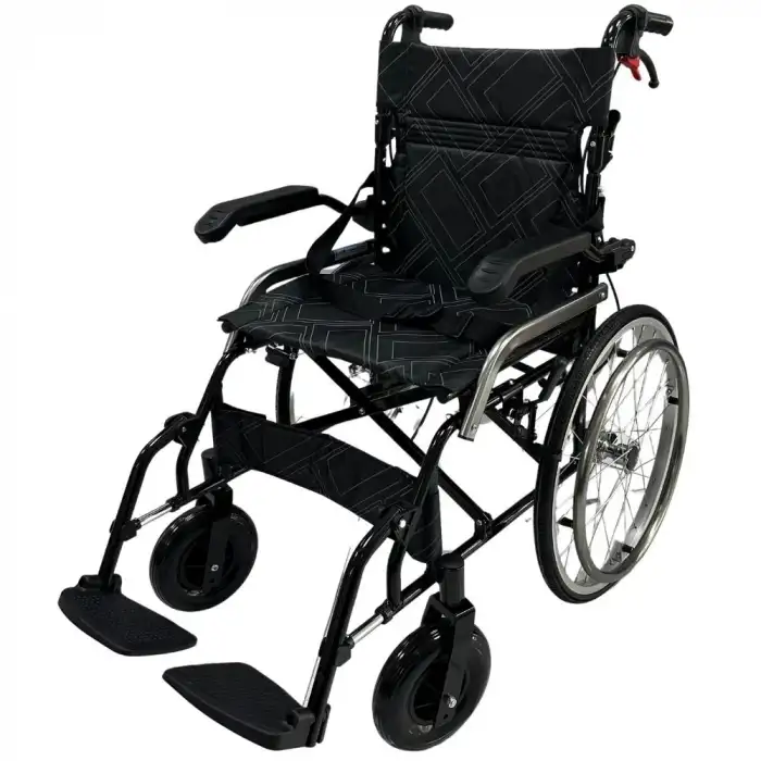 Poylin Tekerlekli Refakatçi Tekerlekli Sandalye | Katlanabilir Alüminyum Şase, Refakatçi Frenli, Hafif ve Portatif P807K