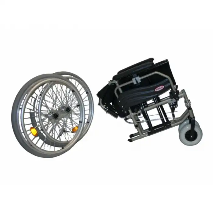 Poylin Alüminyum Hafif Tekerlekli Sandalye | Yüksekliği Ayarlanabilir Kolçak, Bas-Çıkar Teker, Visco Minderli P967