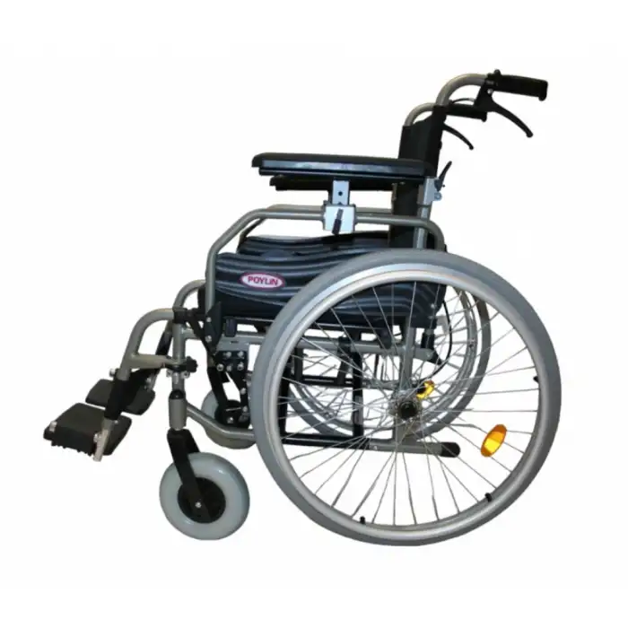 Poylin Alüminyum Hafif Tekerlekli Sandalye | Yüksekliği Ayarlanabilir Kolçak, Bas-Çıkar Teker, Visco Minderli P967