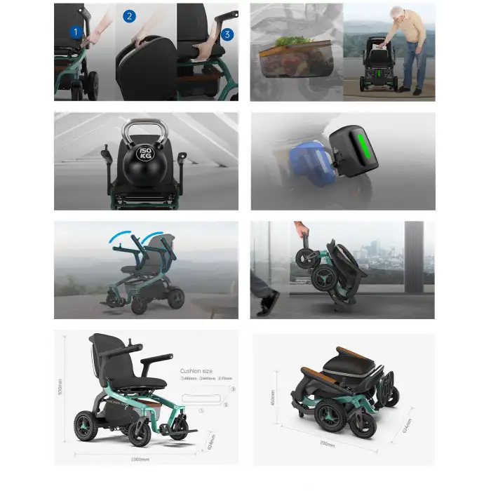 Robooter Akülü Tekerlekli Sandalye | Ergonomik Yapı, Katlanabilir Hafif Tasarım ve Güçlü Performans Desteği E40S-10