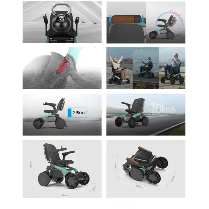 Robooter Akülü Tekerlekli Sandalye | Gelişmiş 10 km/h Hız, Ergonomik Yapı ve 23 km Menzilli Konforlu Kullanım E60 PRO A