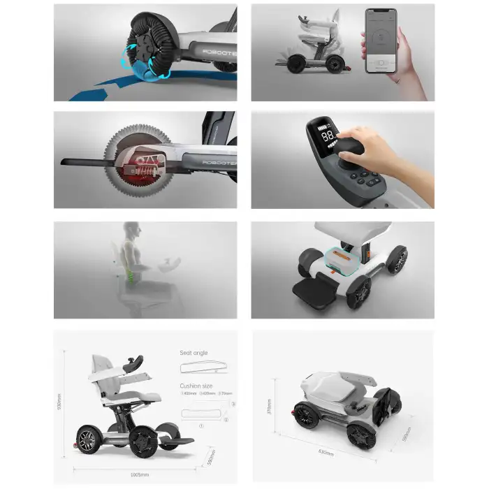 Robooter Akülü Tekerlekli Sandalye | Ergonomik Tasarım, Hafif Alüminyum Gövde ve 35 km Menzilli Mobilite Desteği X40