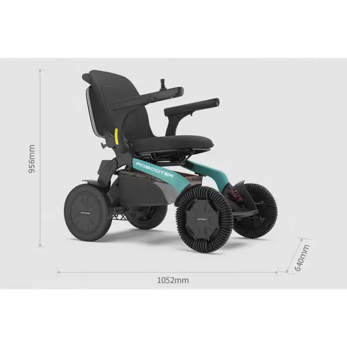 Robooter Akülü Tekerlekli Sandalye Yeşil | Hafif Alüminyum Gövde, Fırçasız Motor ve 25 km Menzilli Ergonomik Sürüş Desteği E40-20