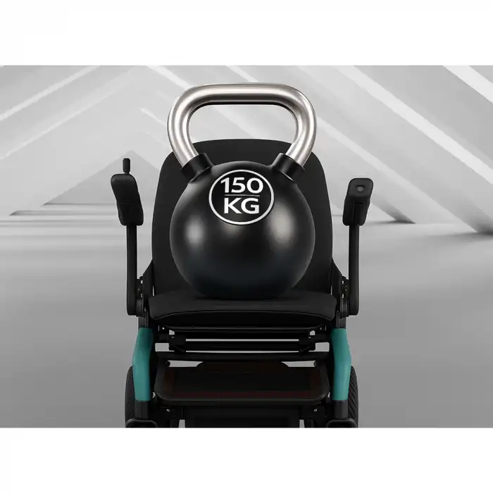 Robooter Akülü Tekerlekli Sandalye Yeşil | Hafif Alüminyum Gövde, Fırçasız Motor ve 25 km Menzilli Ergonomik Sürüş Desteği E40-20