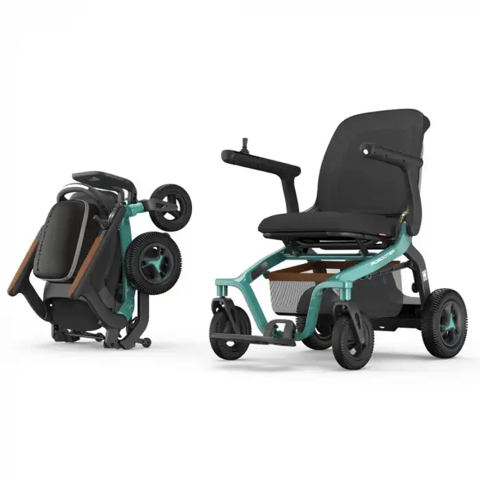 Robooter Akülü Tekerlekli Sandalye Yeşil | Hafif Alüminyum Gövde, Fırçasız Motor ve 25 km Menzilli Ergonomik Sürüş Desteği E40-20