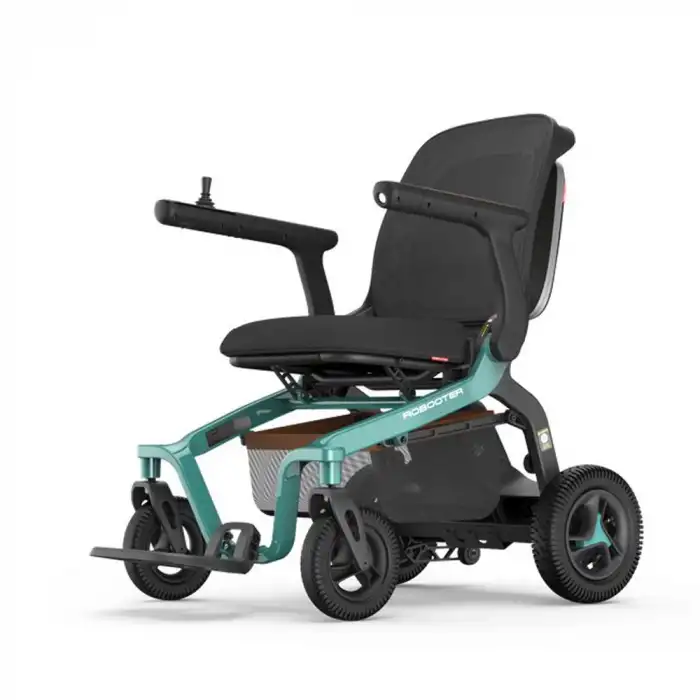 Robooter Akülü Tekerlekli Sandalye Yeşil | Hafif Alüminyum Gövde, Fırçasız Motor ve 25 km Menzilli Ergonomik Sürüş Desteği E40-20