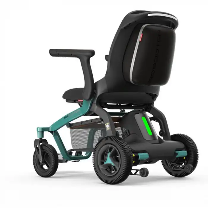 Robooter Akülü Tekerlekli Sandalye Yeşil | Hafif Alüminyum Gövde, Fırçasız Motor ve 25 km Menzilli Ergonomik Sürüş Desteği E40-20