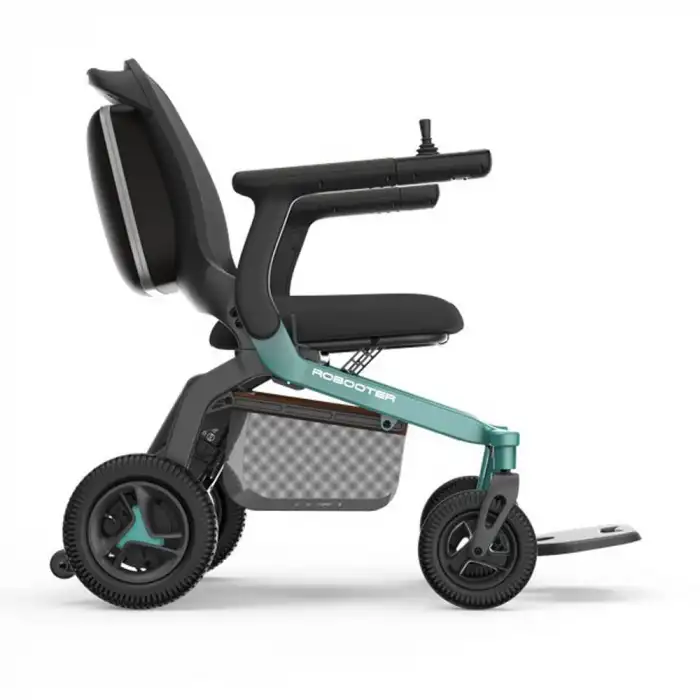 Robooter Akülü Tekerlekli Sandalye Yeşil | Hafif Alüminyum Gövde, Yüksek Performanslı Fırçasız Motor ve 25 km Menzilli Mobilite Desteği E40-10