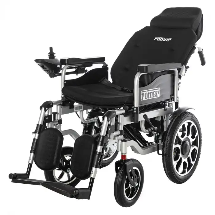 Römer Sırtı Yatarlı Akülü Tekerlekli Sandalye | Ergonomik Sırt Ayarı ve 120Kg Taşıma Kapasitesi R104