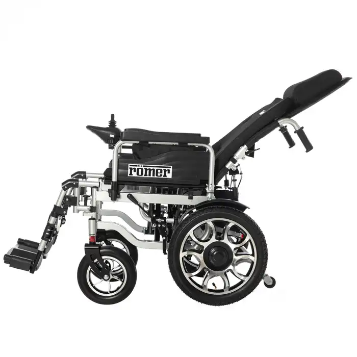 Römer Sırtı Yatarlı Akülü Tekerlekli Sandalye | Ergonomik Sırt Ayarı ve 120Kg Taşıma Kapasitesi R104