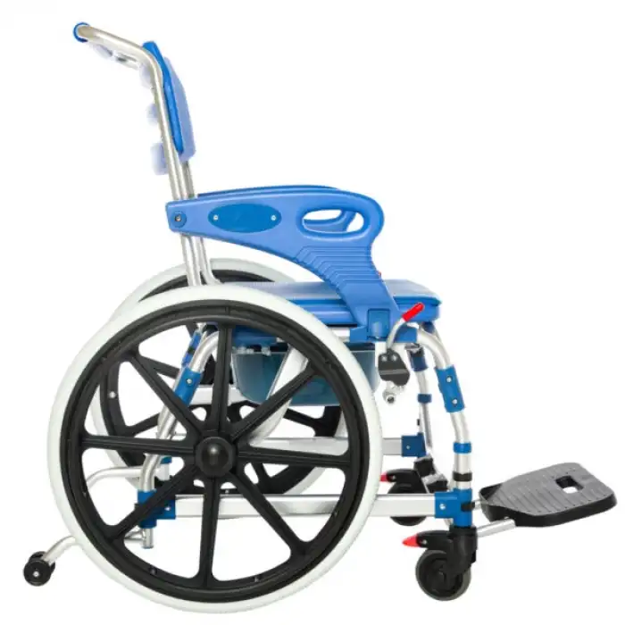 RÖMER Büyük Tekerlekli Banyo Tuvalet Sandalyesi | Çıkarılabilir Kovalı, Frenli, Alüminyum Şase R403