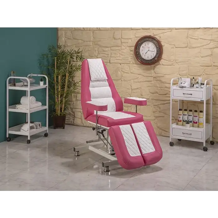 Royal-2 Sırt ve Ayak Kısmı Hareketli Koltuk Pembe - Beyaz | Konforlu ve Dayanıklı Tasarım 2423