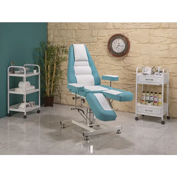 Royal-2 Sırt ve Ayak Kısmı Hareketli Koltuk Turkuaz - Beyaz | Konforlu ve Dayanıklı Tasarım 2422