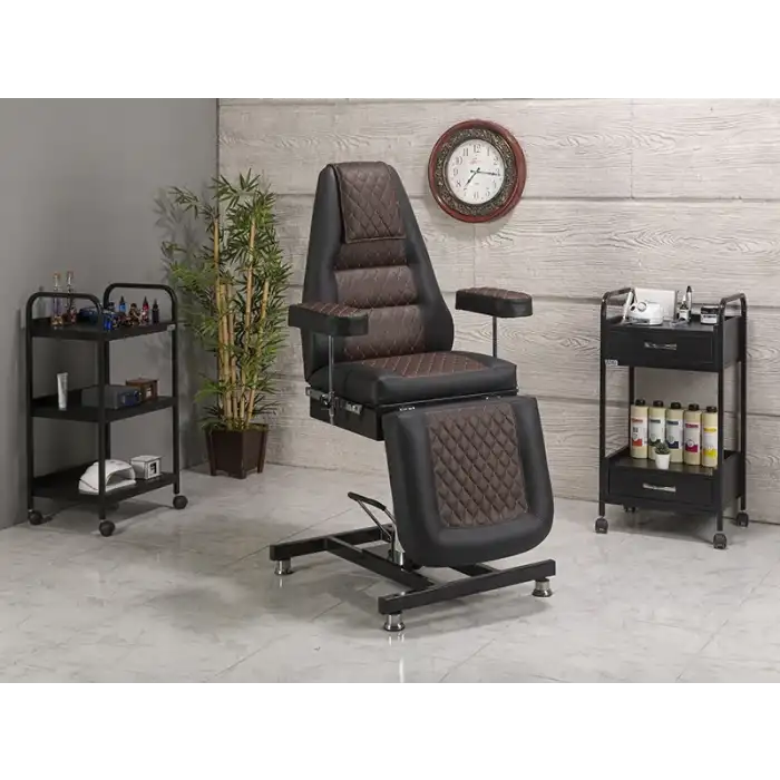 Royal-3 Sırt ve Ayak Kısmı Hareketli Koltuk Kahverengi - Siyah | Ekstra Yükseklik ve Dayanıklı 2437