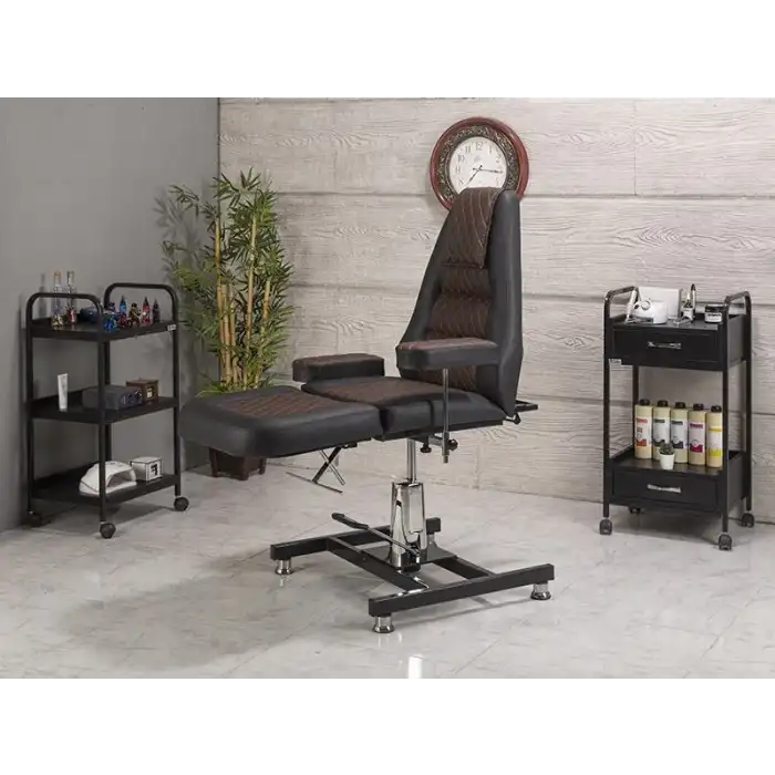 Royal Sırt ve Ayak Kısmı Hareketli Hidrolikli Koltuk Kahverengi - Siyah | Konforlu Ergonomik 2417