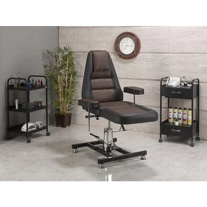 Royal Sırt ve Ayak Kısmı Hareketli Hidrolikli Koltuk Kahverengi - Siyah | Konforlu Ergonomik 2417