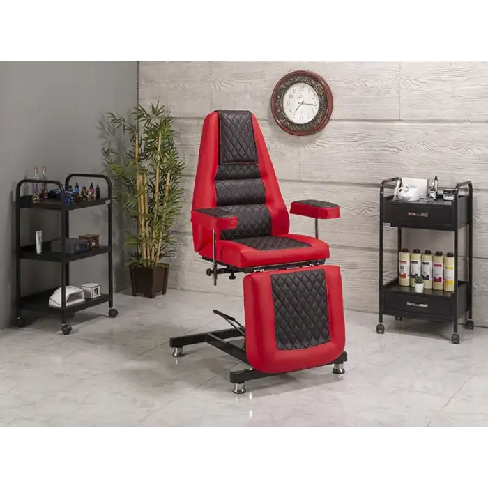 Royal Sırt ve Ayak Kısmı Hareketli Hidrolikli Koltuk Kırmızı - Siyah | Konforlu Ergonomik 2416