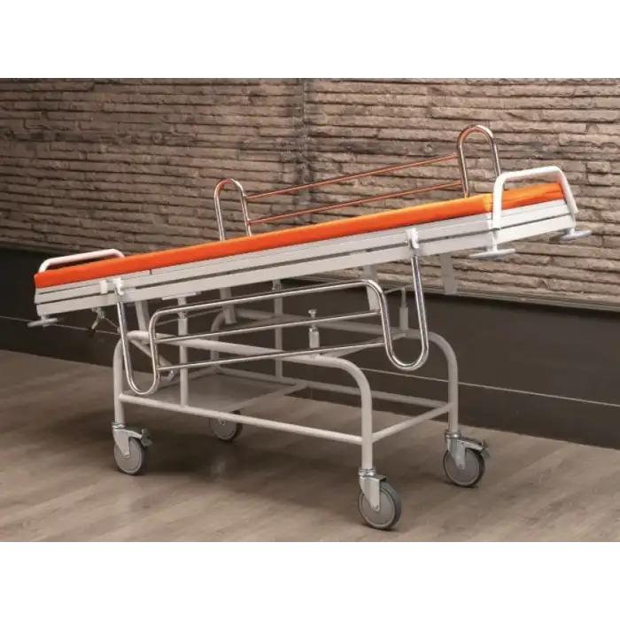 Turuncu Hasta Taşıma Sedyesi | Manuel Sırt Ayarlı, Trendelenburg ve Emniyet Kemerli TM-C3003