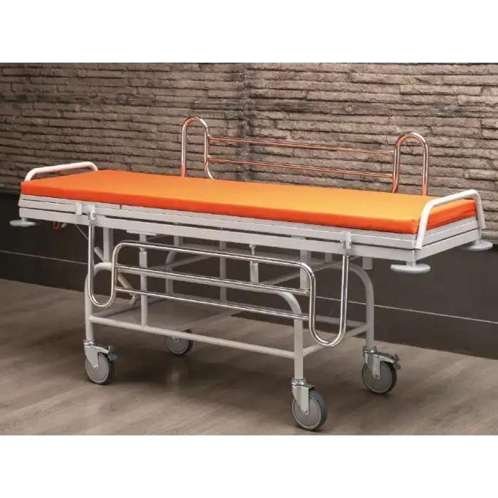 Turuncu Hasta Taşıma Sedyesi | Manuel Sırt Ayarlı, Trendelenburg ve Emniyet Kemerli TM-C3003