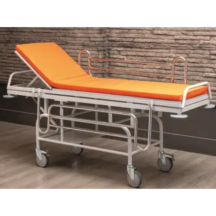 Turuncu Hasta Taşıma Sedyesi | Manuel Sırt Ayarlı, Trendelenburg ve Emniyet Kemerli TM-C3003