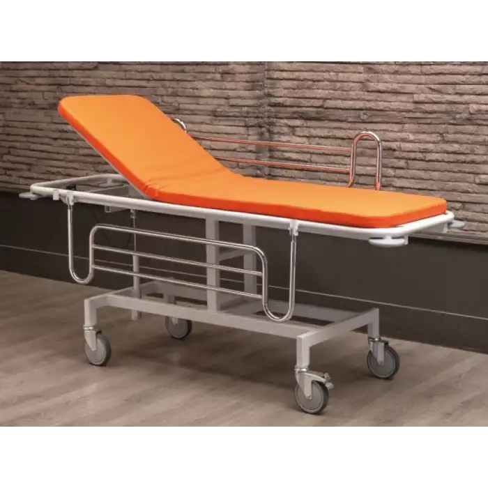 Turuncu Hasta Taşıma Sedyesi | Amortisörlü Sırt ve Trendelenburg Ayarlı, Emniyet Kemerli TM-C3007