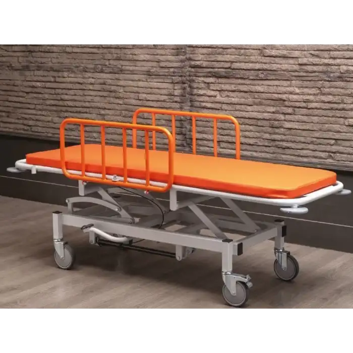 Turuncu Hidrolik Özellikli Hasta Taşıma Sedyesi | Hidrolik Yükseklik, Amortisörlü Sırt ve Trendelenburg TM-C3008
