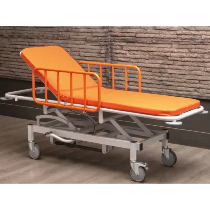 Turuncu Hidrolik Özellikli Hasta Taşıma Sedyesi | Hidrolik Yükseklik, Amortisörlü Sırt ve Trendelenburg TM-C3008