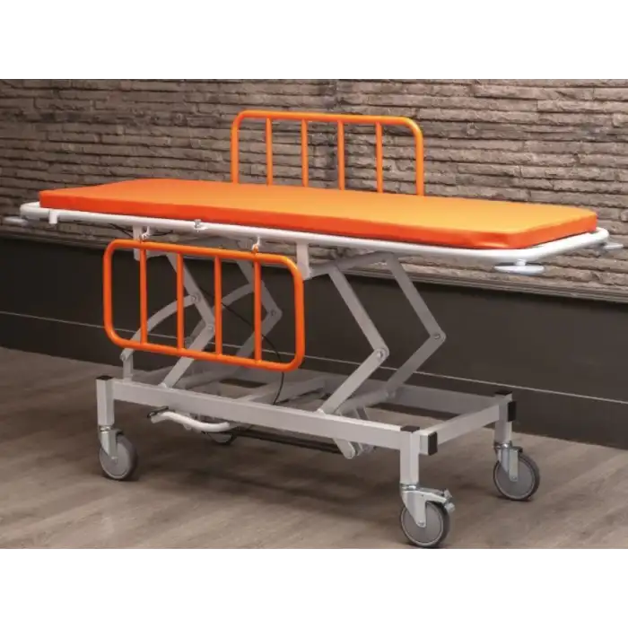 Turuncu Hidrolik Özellikli Hasta Taşıma Sedyesi | Hidrolik Yükseklik, Amortisörlü Sırt ve Trendelenburg TM-C3008