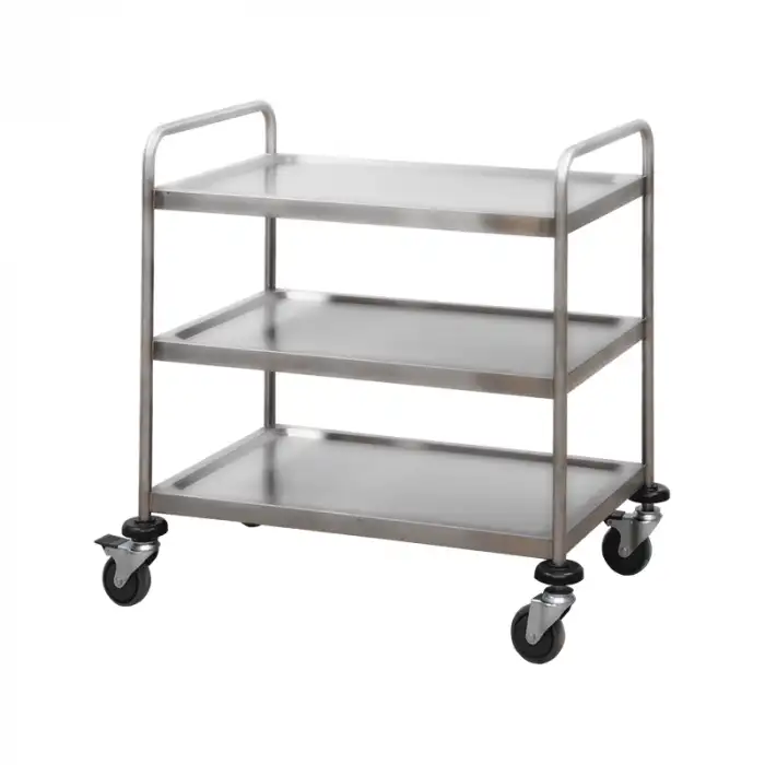 Üç Katlı Paslanmaz Çelik Malzeme Arabası | Endüstriyel Taşıma ve Servis Arabası E-261/A