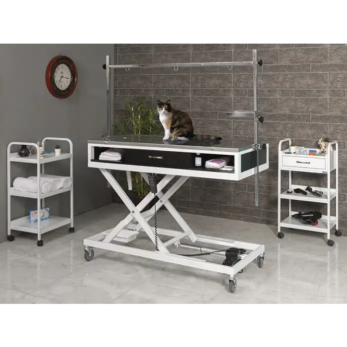 Veteriner Ameliyat Ve Operasyon Masası | Motorlu Yükseklik Hareketli Paslanmaz Üst Tabla 6109