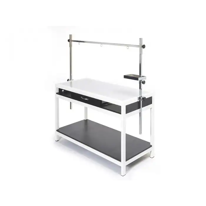 Veteriner Röntgen X-Ray Masası Siyah | Sabit Ayaklı Plexiglass Üst Tabla Ahşap Çekmeceli 6202