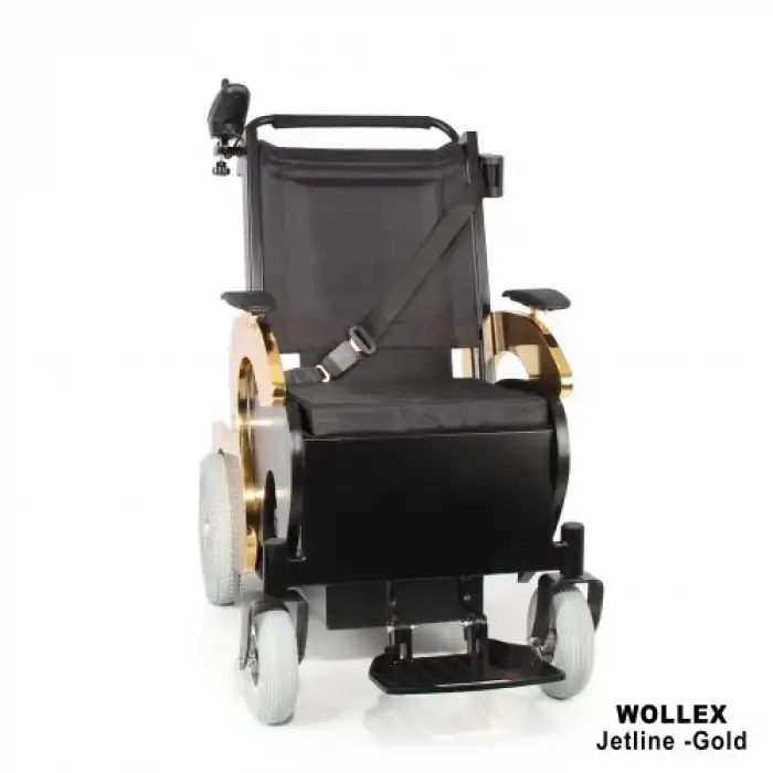 WOLLEX Refakatçi Sürüşlü Akülü Tekerlekli Sandalye | Güçlü Motor ve 250 kg Kapasiteli Jetline Gold