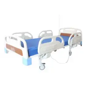 2 Motorlu Hastane Tipi Hasta Karyolası Full ABS | Komple Set, 10 cm Yatak ve Serum Askısı Dahil