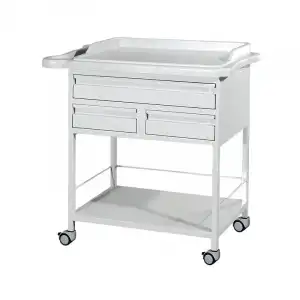 3 Çekmeceli Pansuman Arabası | ABS Antibakteriyel Üst Tezgahlı, Metal Gövde, Antistatik Tekerlekli E-237