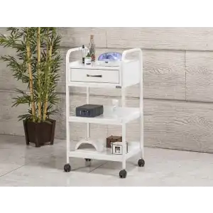 Dizayn Cihaz Taşıma ve Setup Sehpası Beyaz | Tek Çekmeceli, Metal Gövde ve Üç Raflı Tasarım 4003