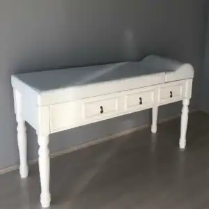 Ahşap Çekmeceli Muayene Masası Beyaz | El Yapımı, Ayarlanabilir ve Silinebilir Deri Kaplama
