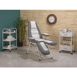 Anka-2 Sırt ve Ayak Kısmı Hareketli Koltuk Gri - Beyaz | Ergonomik Konforlu Tasarım 2214