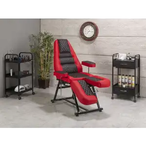 Anka-2 Sırt ve Ayak Kısmı Hareketli Koltuk Kırmızı - Siyah | Ergonomik Konforlu Tasarım 2216