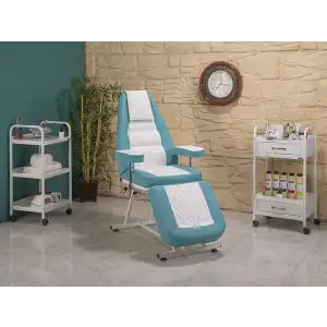 Anka Sırt ve Ayak Kısmı Hareketli Koltuk Turkuaz - Beyaz | Estetik Tasarım ve Dayanıklı Yapı 2202